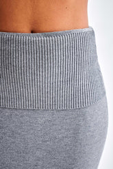 Karlie Knit Maxi Skirt With Ribbed Waist - Charcoal Marle